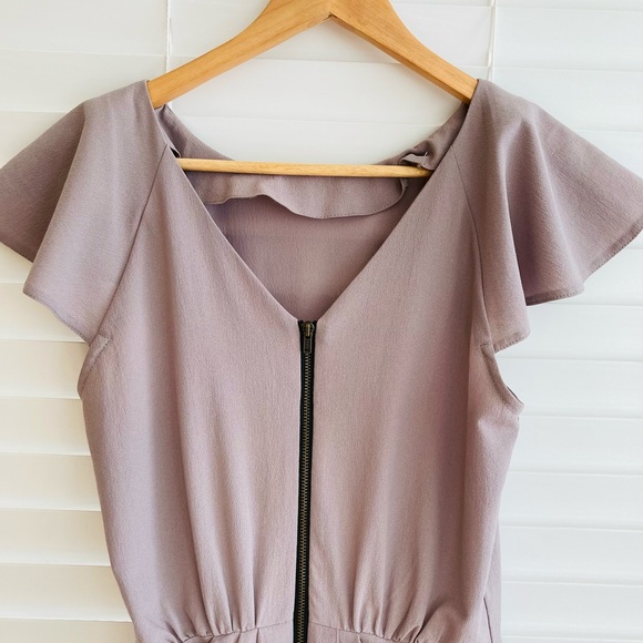 Topshop Taupe Dress with Zipper detail - Picture 8 of 12